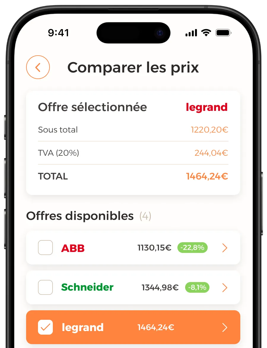 Comparaison de prix entre fournisseurs dans Sparkium
